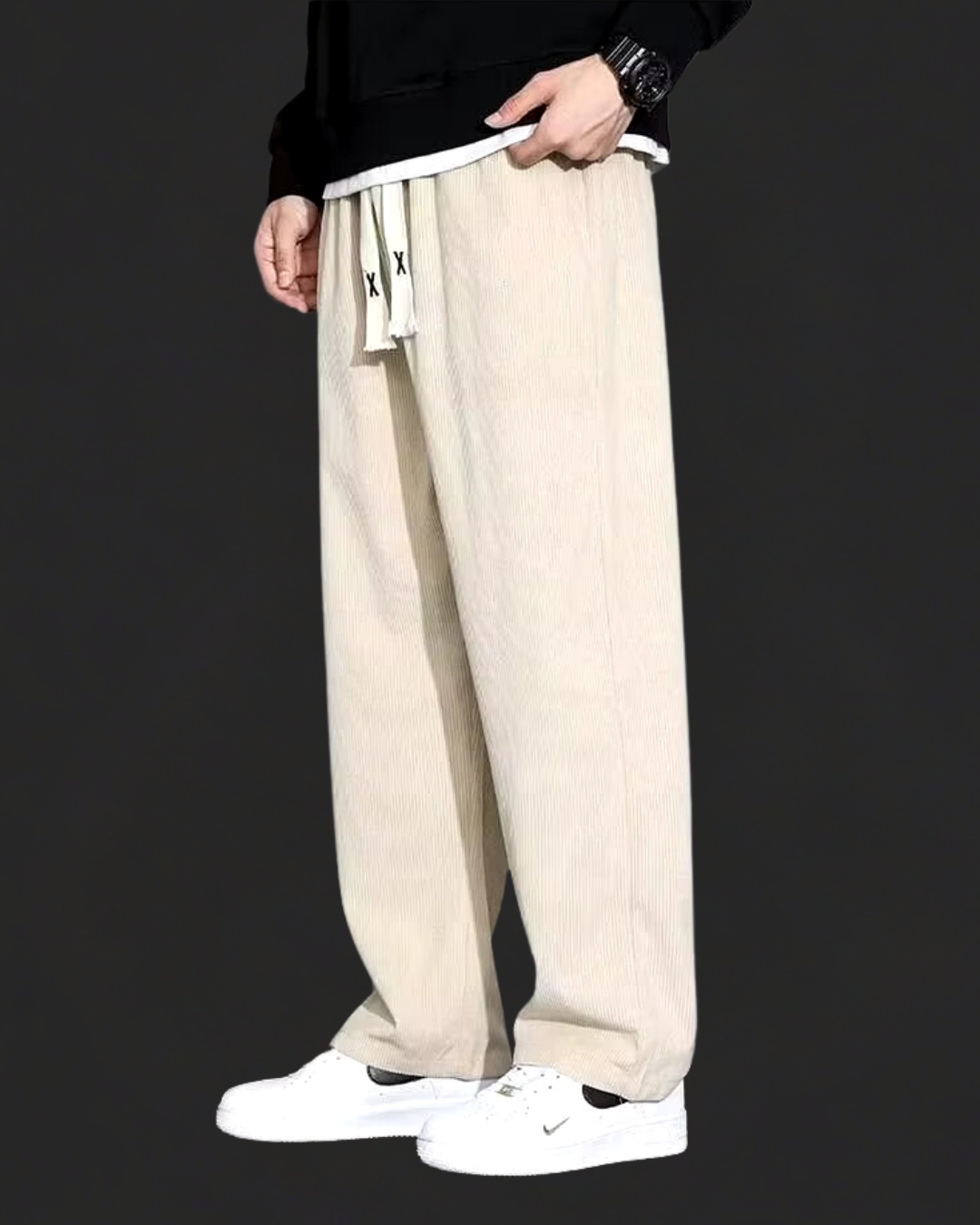 Classic relaxed corduroy casual trousers for men | Cord -4