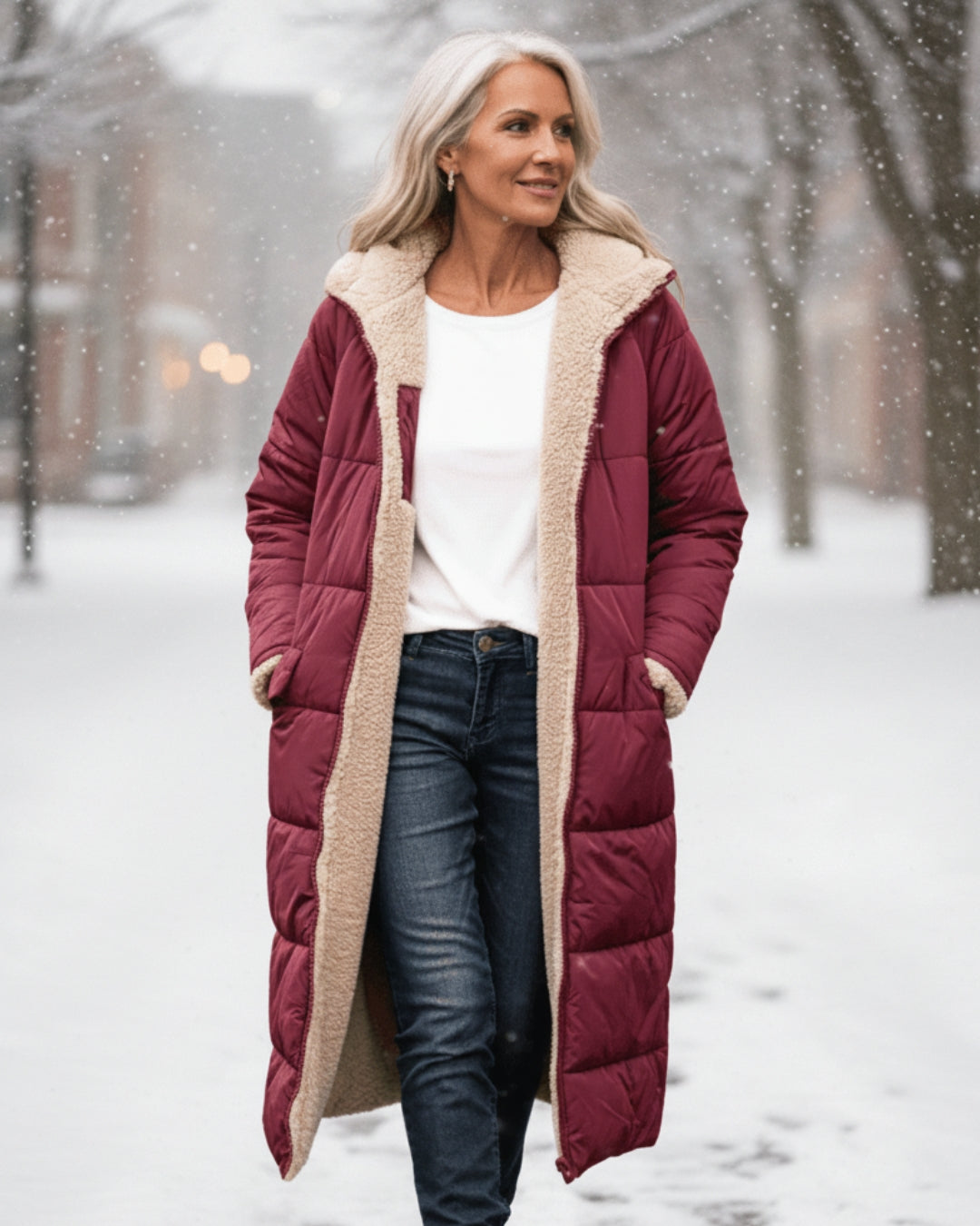 Cosy sherpa hooded winter coat for women | Eleanor -23