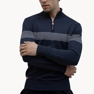 Heritage stripe cosy knit jumper for men | Durham -9