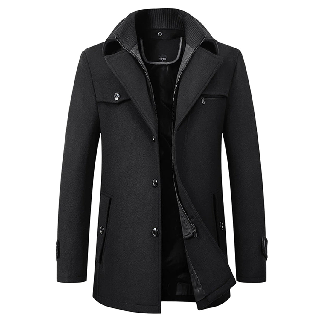 Slim-fit stand-collar long winter overcoat for men | Soprabito -1