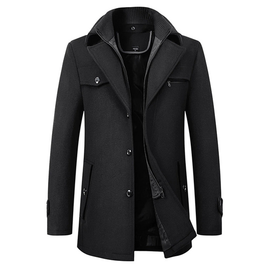 Slim-fit stand-collar long winter overcoat for men | Soprabito -1