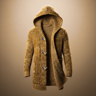Hooded ribbed knit everyday cardigan for men | Adrian -1