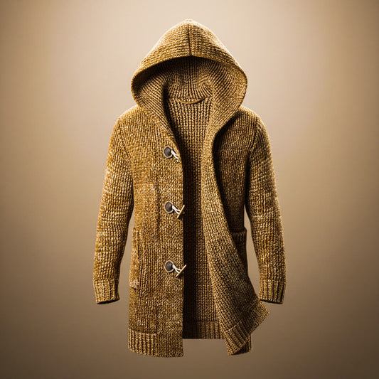 Hooded ribbed knit everyday cardigan for men | Adrian -1