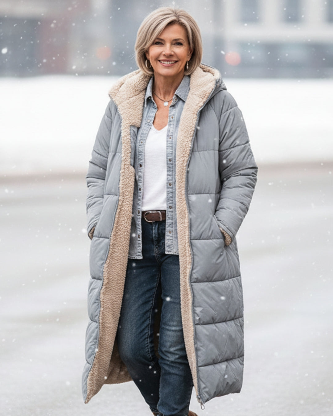 Cosy sherpa hooded winter coat for women | Eleanor -14