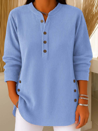 Classic button henley tunic top for women | Eden -1