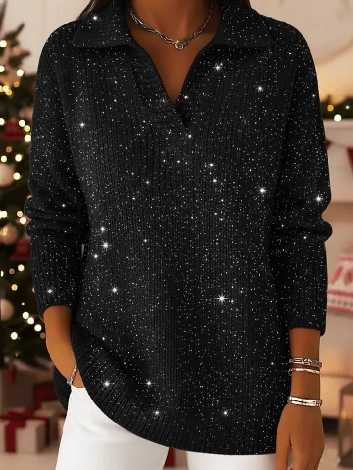 Polo-neck glow knit sweater for women | Leonie -6