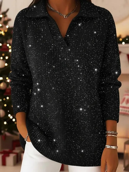 Polo-neck glow knit sweater for women | Leonie -6