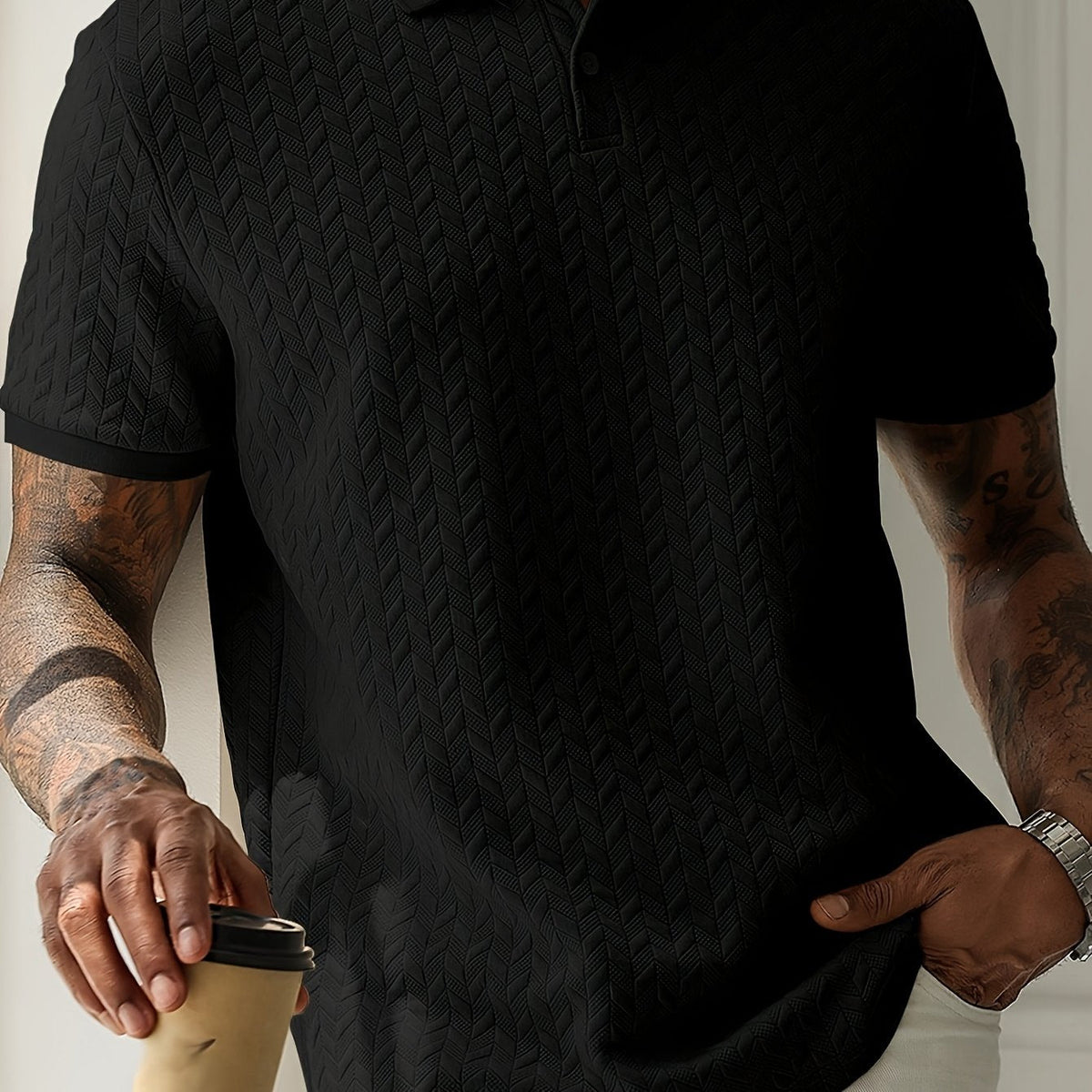 Textured casual everyday polo shirt for men | Ellison -5