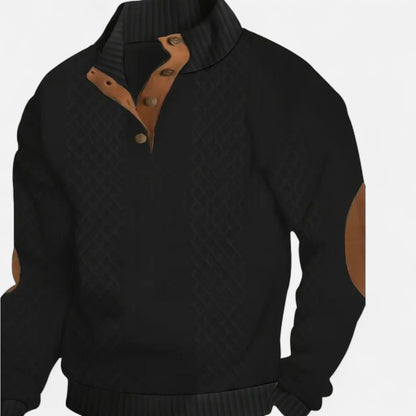 Zephyrine | Men's Textured Knit Button Collar Pullover