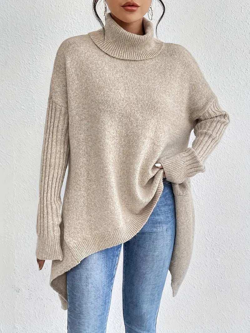 Oversized cosy turtleneck knit jumper for women | Elowen -2