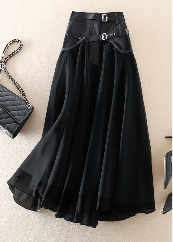 French grey patchwork tulle skirt for women | Greyelle -6