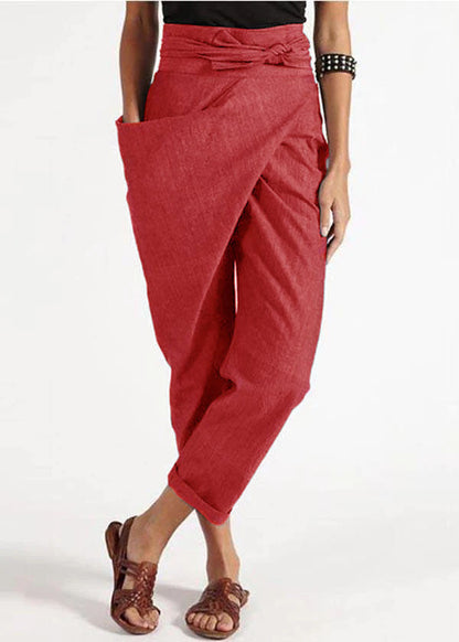 Grey Asymmetrical High-Waist Harem Pants For Women | Kaelis