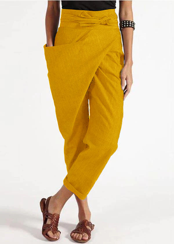 Grey Asymmetrical High-Waist Harem Pants For Women | Kaelis