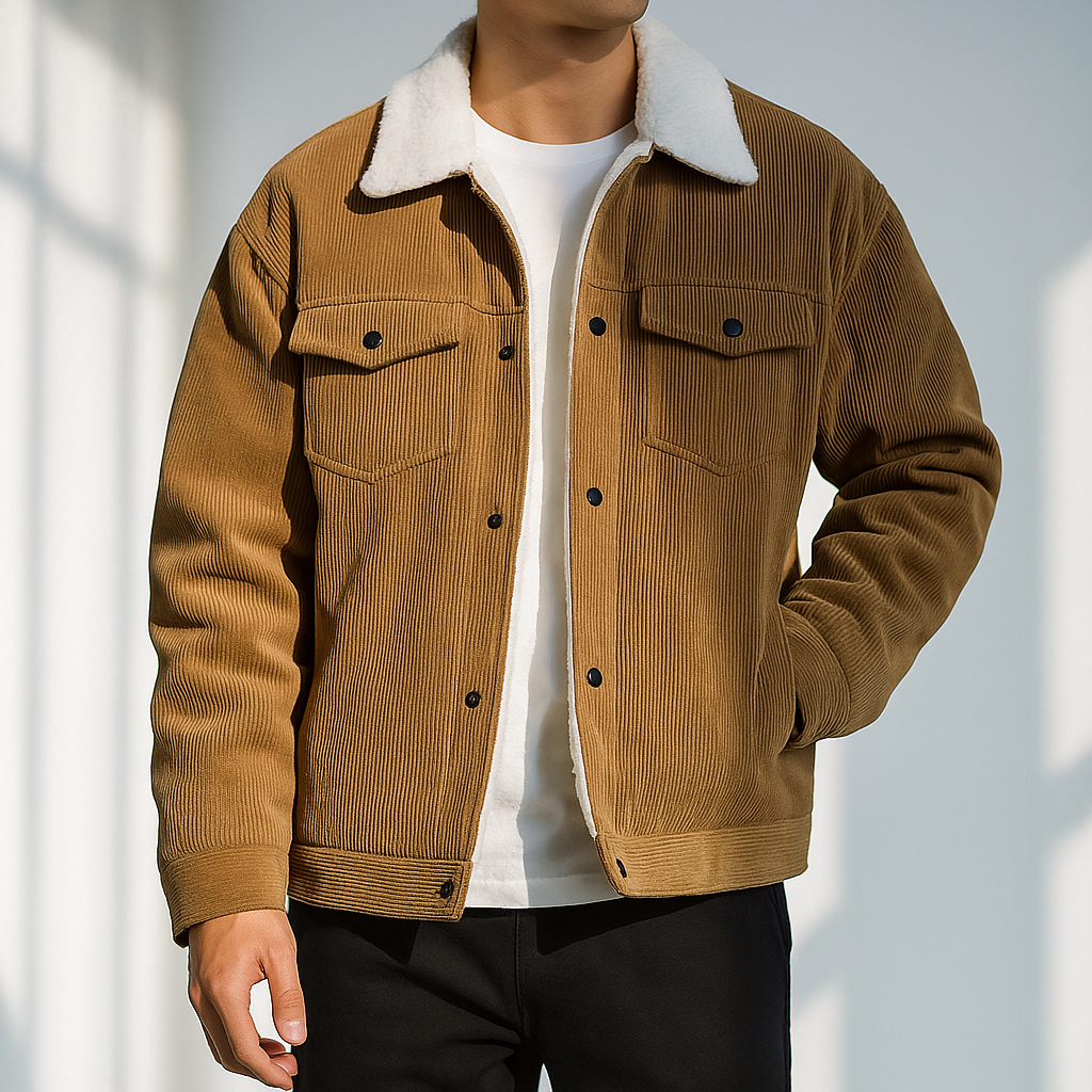 Corduroy fleece-lined casual jacket for men | Hudson -1