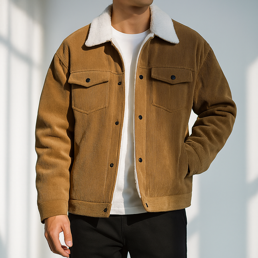 Corduroy fleece-lined casual jacket for men | Hudson -1