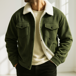 Corduroy fleece-lined casual jacket for men | Hudson -4