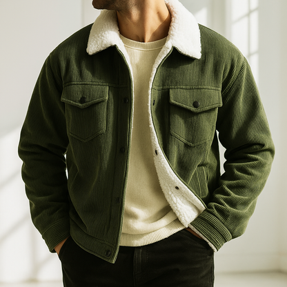 Corduroy fleece-lined casual jacket for men | Hudson -4