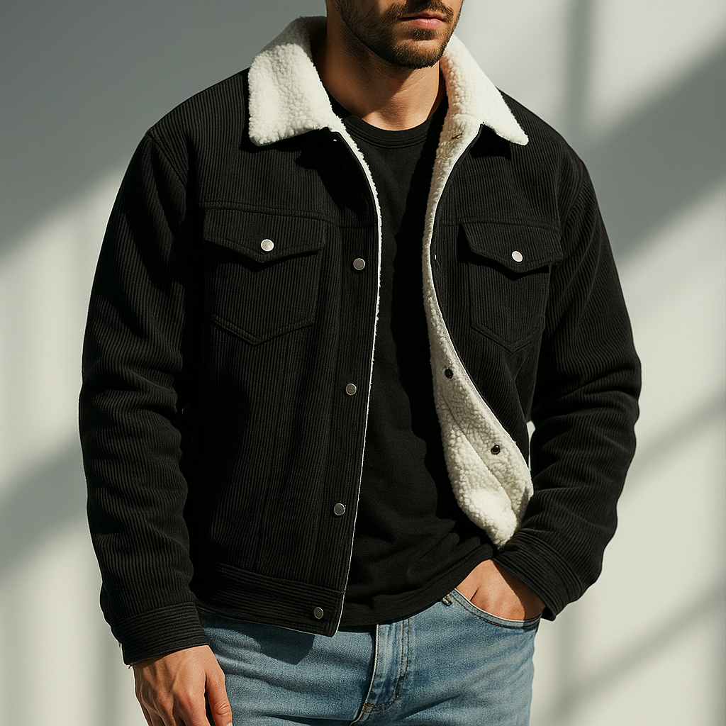 Corduroy fleece-lined casual jacket for men | Hudson -6