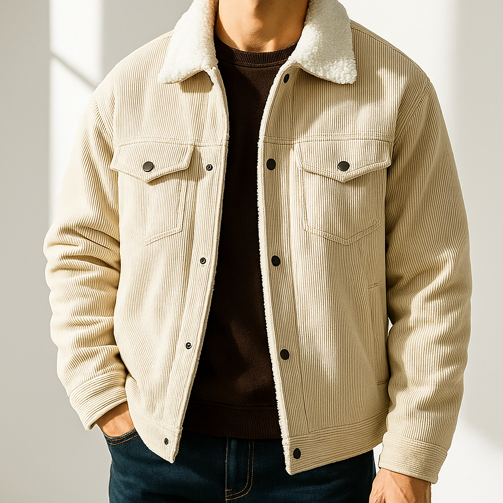 Corduroy fleece-lined casual jacket for men | Hudson -8