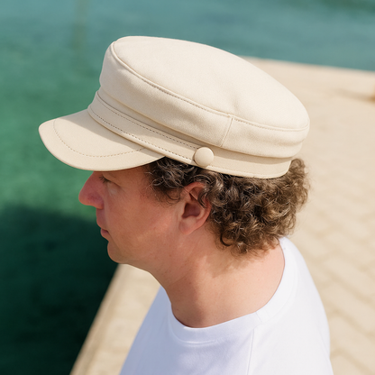 Felt fisherman cap with leather brim for men | Riviera -3