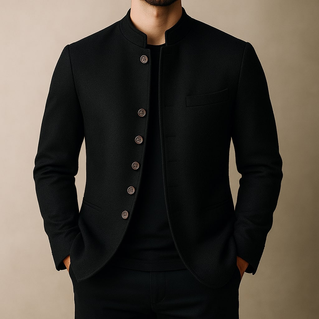 Warm wool stand-collar jacket for men | Matteo -5