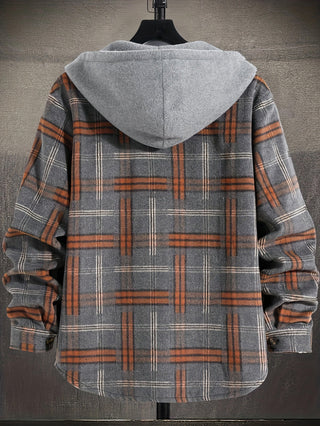 Norvane | Plaid Hooded Button Front Jacket with Pocket
