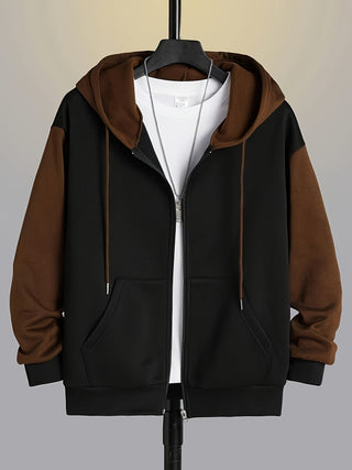 Dervan | Men's Color Block Full Zip Hooded Sweatshirt