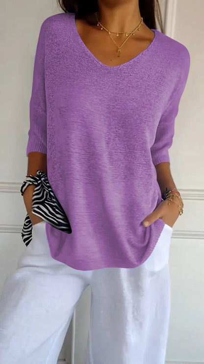 Timeless V-neck everyday casual top for women | Jill -11