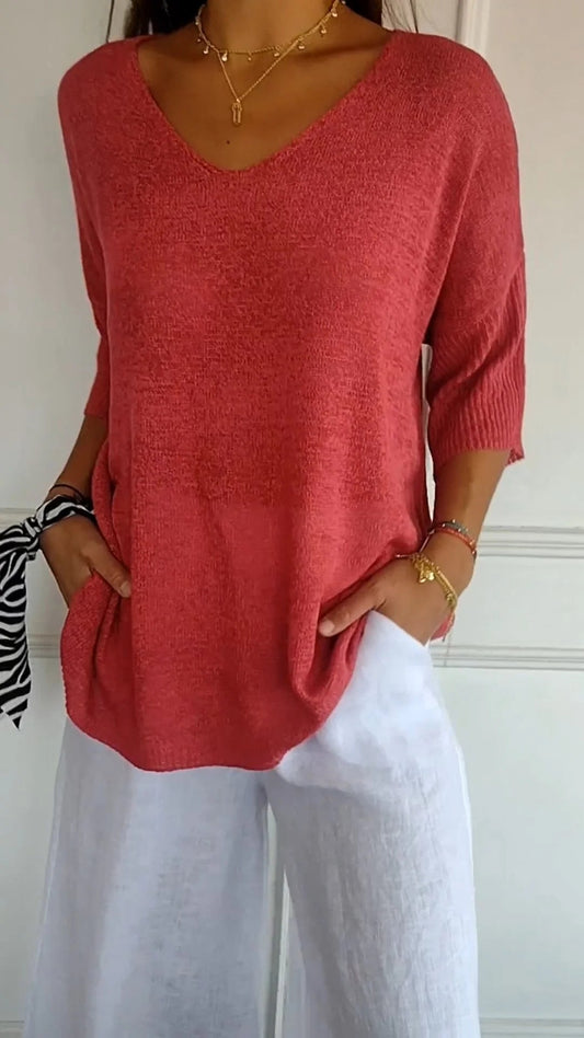 Timeless V-neck everyday casual top for women | Jill -1