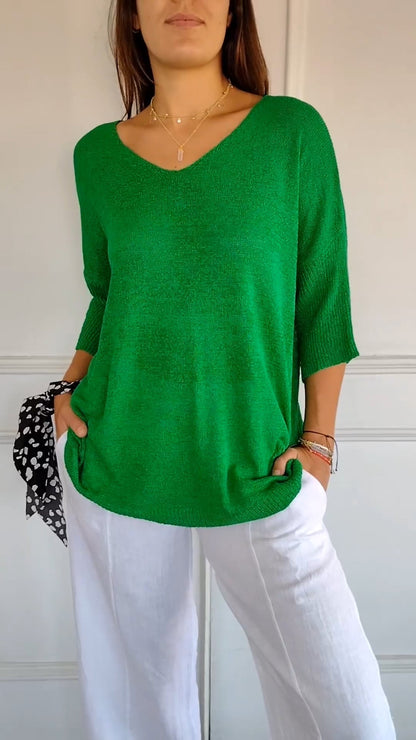 Casual V-neck everyday relaxed top for women | Lauren -7