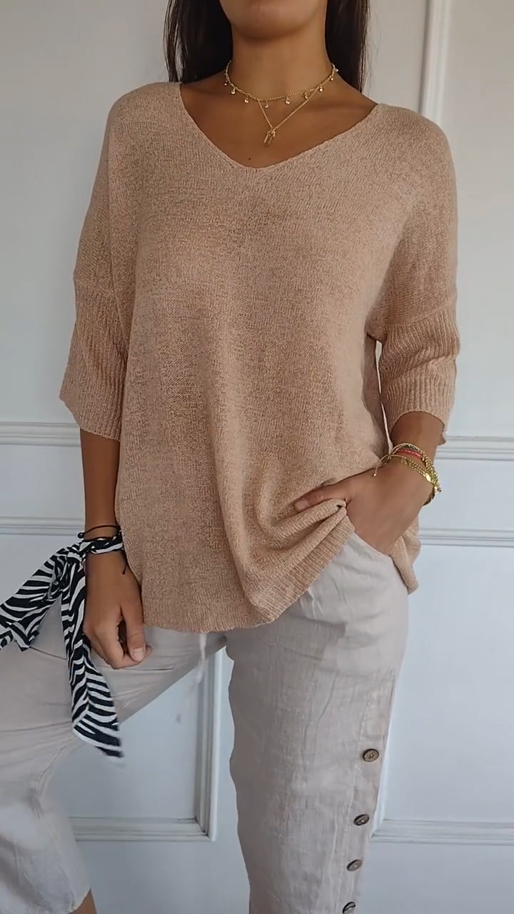 Casual V-neck everyday relaxed top for women | Lauren -1