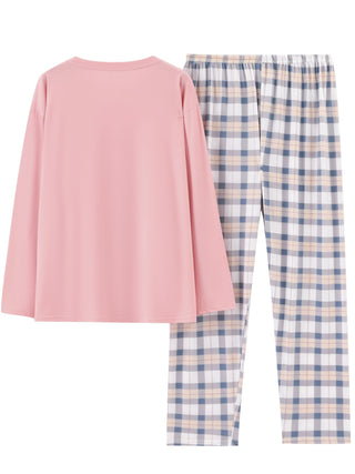 Sylvara | Women's Plaid Long Sleeve Pullover Set