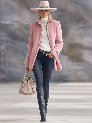Vintage-inspired zip-up fleece jacket for women | Rosmelle -6