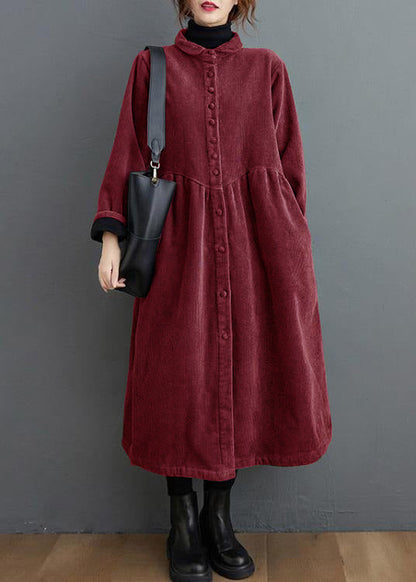 Blackish Green Corduroy Cinched Coat for Women | Mirelle