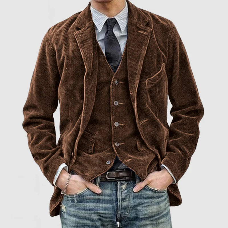 Timeless blazer and vest tailored suit set for men | Oliver -3