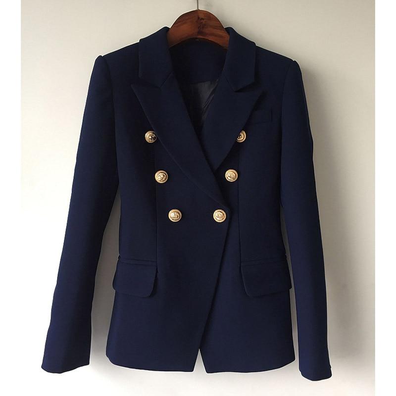 Double-breasted gold-button tailored blazer for women | Vivienne -12