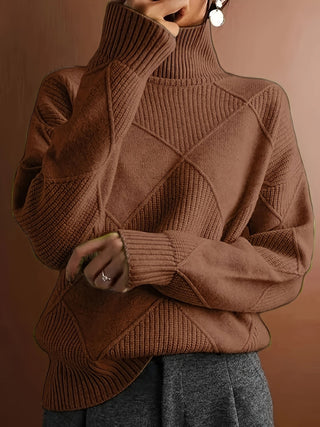 Mirelle | Women's Textured Turtleneck Diamond Knit Sweater