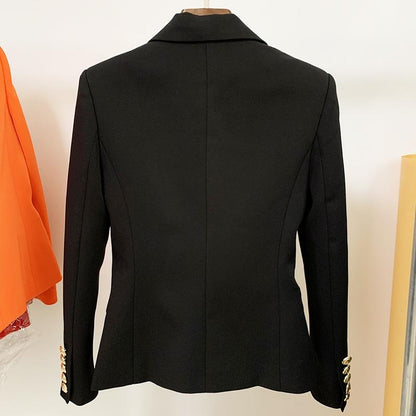 Double-breasted gold-button tailored blazer for women | Vivienne -4