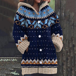 Nordic | Women's Hooded Fair Isle Knit Cardigan