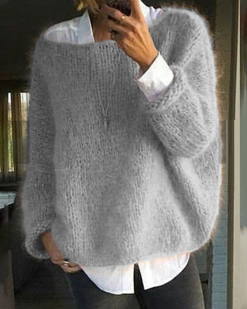 Soft long-sleeve relaxed knit everyday jumper for women | Abigail -2