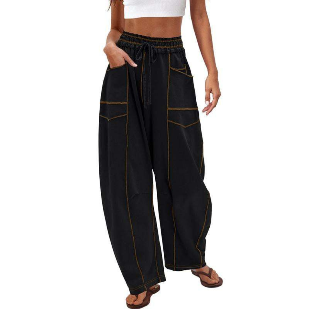Comfy baggy-leg lounge everyday trousers for women | Avanita -2