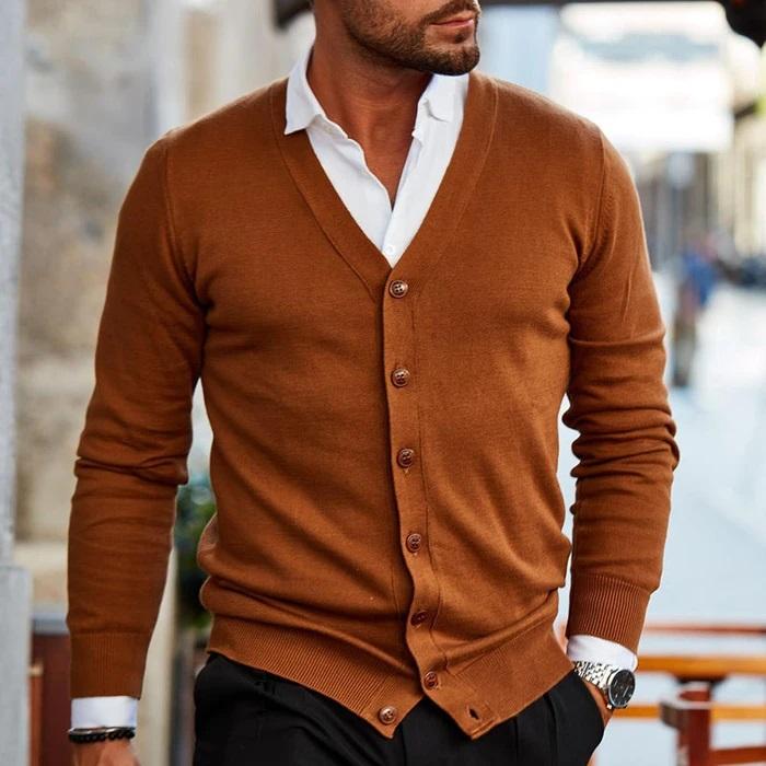 Alaric | Men's V Neck Button Front Cardigan