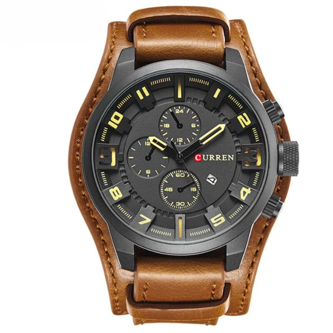 Leather-strap chronograph calendar watch for men | Legacy -7