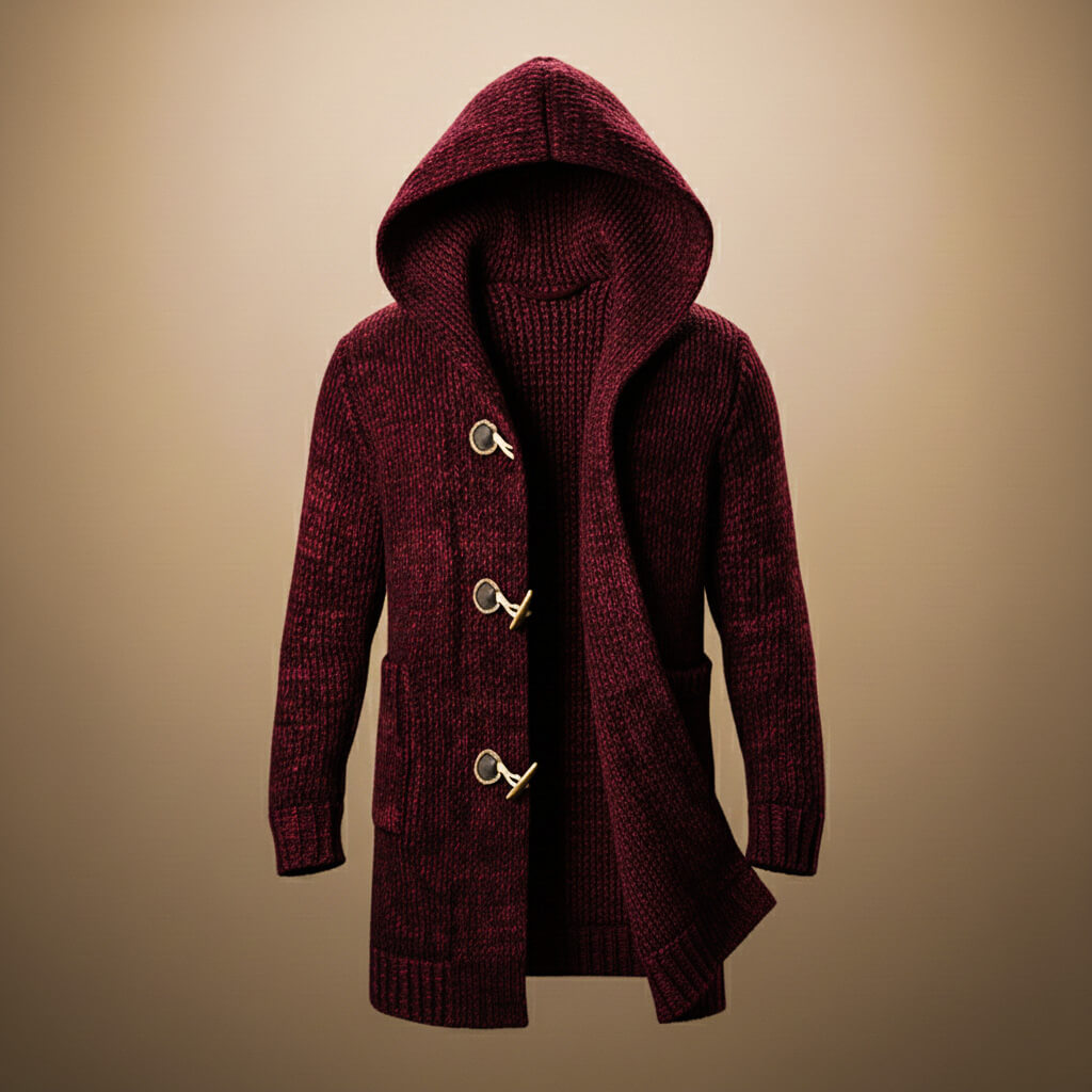 Hooded ribbed knit everyday cardigan for men | Adrian -2