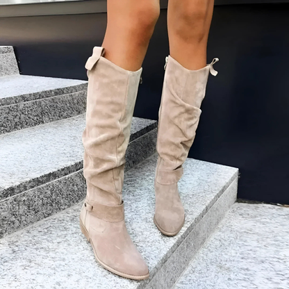 Madeleine | Women's Suede Knee High Block Heel Boot