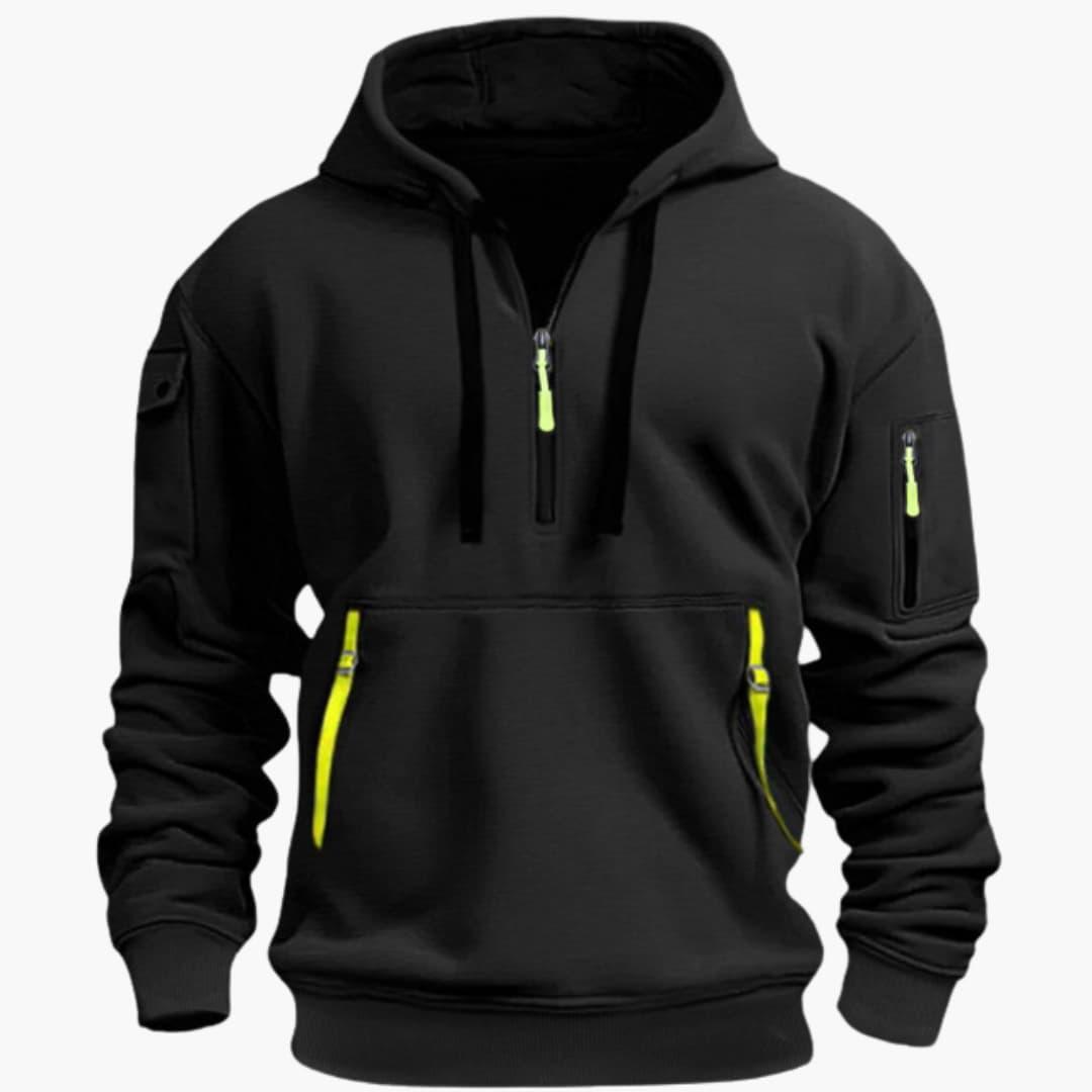 Half-zip hooded pullover with zip pockets for men | Norven -5