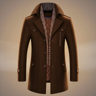 Tailored wool-blend coat with detachable scarf for men | Kensworth -2