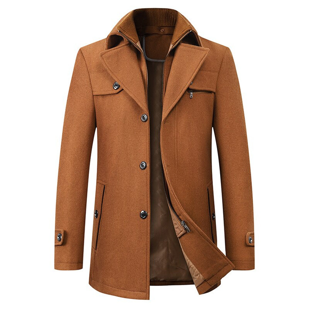 Slim-fit stand-collar long winter overcoat for men | Soprabito -4