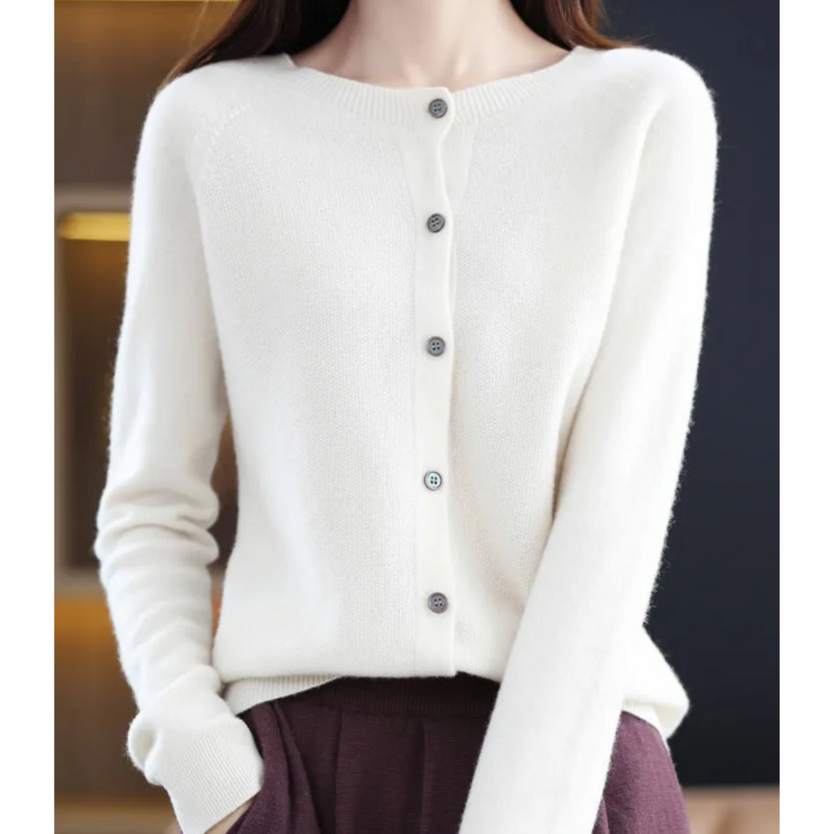 Classic button-front refined everyday cardigan for women | Aurelia -11