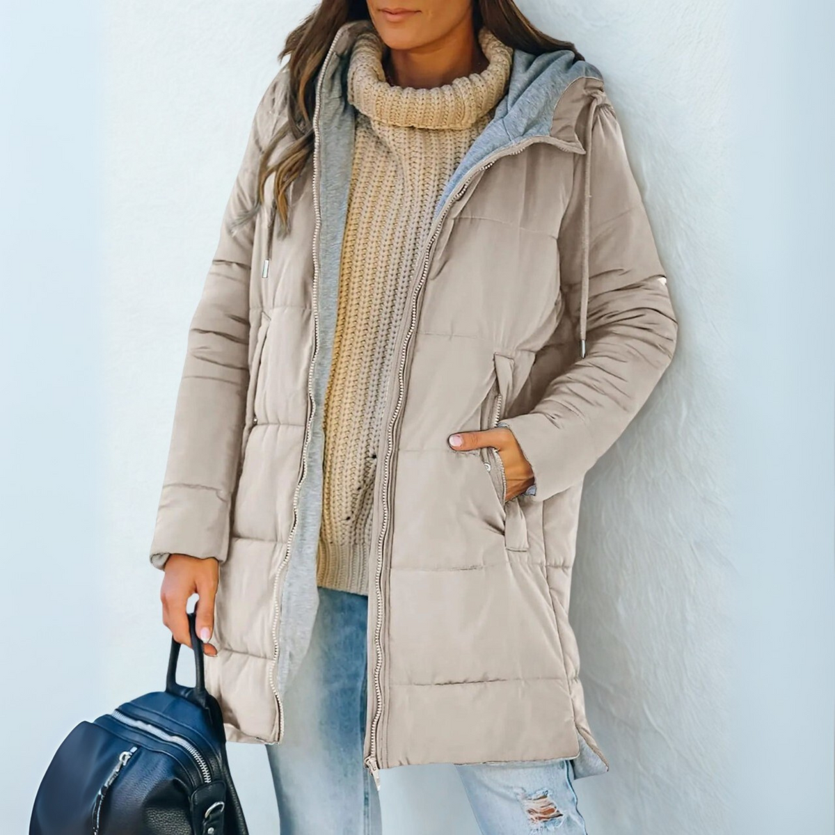 Casual hooded puffer down jacket for women | Yila -5